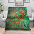 Mauritania Blanket with Green Tie Dye Camel and Crescent Moon Flag Design