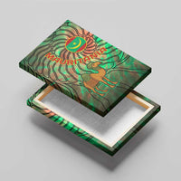 Mauritania Canvas Wall Art with Green Tie Dye Camel and Crescent Moon Flag Design