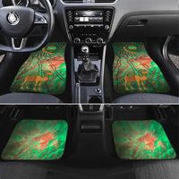 Mauritania Car Mats with Green Tie Dye Camel and Crescent Moon Flag Design