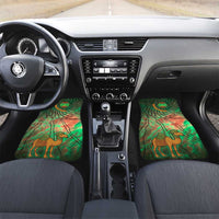 Mauritania Car Mats with Green Tie Dye Camel and Crescent Moon Flag Design