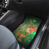 Mauritania Car Mats with Green Tie Dye Camel and Crescent Moon Flag Design