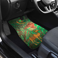 Mauritania Car Mats with Green Tie Dye Camel and Crescent Moon Flag Design