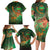 Mauritania Family Matching Long Sleeve Bodycon Dress and Hawaiian Shirt with Green Tie Dye Camel and Crescent Moon Flag Design