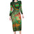 Mauritania Family Matching Long Sleeve Bodycon Dress and Hawaiian Shirt with Green Tie Dye Camel and Crescent Moon Flag Design