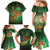 Mauritania Family Matching Mermaid Dress and Hawaiian Shirt with Green Tie Dye Camel and Crescent Moon Flag Design