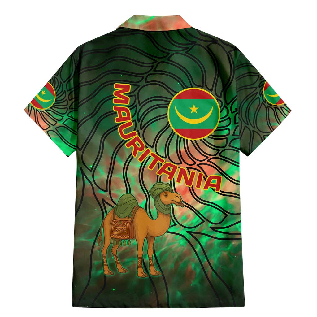 Mauritania Family Matching Mermaid Dress and Hawaiian Shirt with Green Tie Dye Camel and Crescent Moon Flag Design