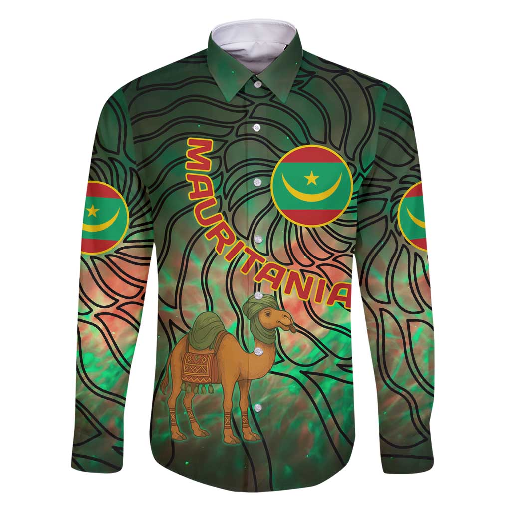 Mauritania Family Matching Mermaid Dress and Hawaiian Shirt with Green Tie Dye Camel and Crescent Moon Flag Design