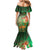 Mauritania Family Matching Mermaid Dress and Hawaiian Shirt with Green Tie Dye Camel and Crescent Moon Flag Design