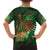 Mauritania Family Matching Off The Shoulder Long Sleeve Dress and Hawaiian Shirt with Green Tie Dye Camel and Crescent Moon Flag Design