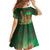 Mauritania Family Matching Off The Shoulder Long Sleeve Dress and Hawaiian Shirt with Green Tie Dye Camel and Crescent Moon Flag Design