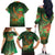 Mauritania Family Matching Off The Shoulder Long Sleeve Dress and Hawaiian Shirt with Green Tie Dye Camel and Crescent Moon Flag Design