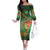 Mauritania Family Matching Off The Shoulder Long Sleeve Dress and Hawaiian Shirt with Green Tie Dye Camel and Crescent Moon Flag Design