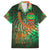 Mauritania Family Matching Off Shoulder Maxi Dress and Hawaiian Shirt with Green Tie Dye Camel and Crescent Moon Flag Design