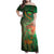 Mauritania Family Matching Off Shoulder Maxi Dress and Hawaiian Shirt with Green Tie Dye Camel and Crescent Moon Flag Design