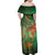 Mauritania Family Matching Off Shoulder Maxi Dress and Hawaiian Shirt with Green Tie Dye Camel and Crescent Moon Flag Design