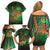 Mauritania Family Matching Off Shoulder Short Dress and Hawaiian Shirt with Green Tie Dye Camel and Crescent Moon Flag Design