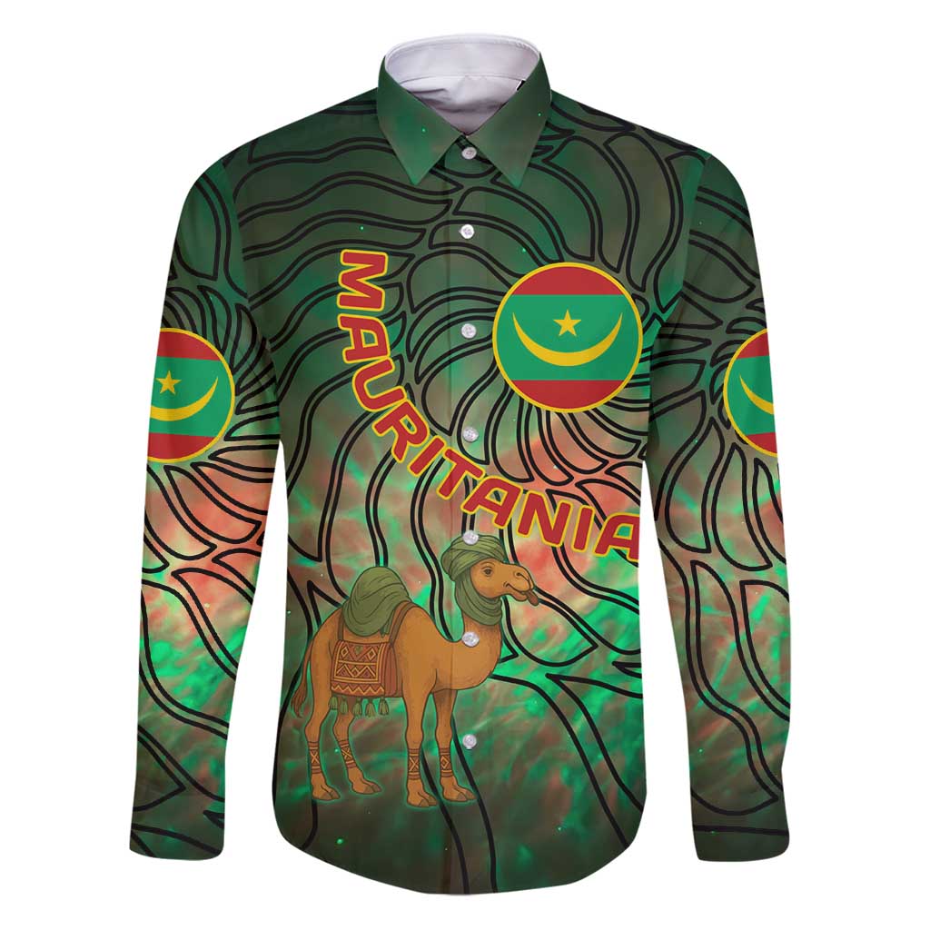 Mauritania Family Matching Puletasi and Hawaiian Shirt with Green Tie Dye Camel and Crescent Moon Flag Design
