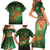 Mauritania Family Matching Short Sleeve Bodycon Dress and Hawaiian Shirt with Green Tie Dye Camel and Crescent Moon Flag Design