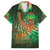 Mauritania Family Matching Short Sleeve Bodycon Dress and Hawaiian Shirt with Green Tie Dye Camel and Crescent Moon Flag Design