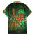 Mauritania Family Matching Summer Maxi Dress and Hawaiian Shirt with Green Tie Dye Camel and Crescent Moon Flag Design
