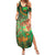 Mauritania Family Matching Summer Maxi Dress and Hawaiian Shirt with Green Tie Dye Camel and Crescent Moon Flag Design