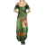 Mauritania Family Matching Summer Maxi Dress and Hawaiian Shirt with Green Tie Dye Camel and Crescent Moon Flag Design