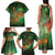 Mauritania Family Matching Tank Maxi Dress and Hawaiian Shirt with Green Tie Dye Camel and Crescent Moon Flag Design