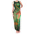Mauritania Family Matching Tank Maxi Dress and Hawaiian Shirt with Green Tie Dye Camel and Crescent Moon Flag Design