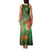 Mauritania Family Matching Tank Maxi Dress and Hawaiian Shirt with Green Tie Dye Camel and Crescent Moon Flag Design