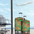 Mauritania Luggage Cover with Green Tie Dye Camel and Crescent Moon Flag Design