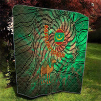 Mauritania Quilt with Green Tie Dye Camel and Crescent Moon Flag Design