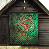 Mauritania Quilt with Green Tie Dye Camel and Crescent Moon Flag Design