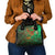 Mauritania Shoulder Handbag with Green Tie Dye Camel and Crescent Moon Flag Design