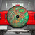 Mauritania Spare Tire Cover with Green Tie Dye Camel and Crescent Moon Flag Design