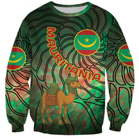 Mauritania Sweatshirt with Green Tie Dye Camel and Crescent Moon Flag Design