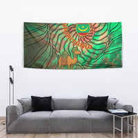 Mauritania Tapestry with Green Tie Dye Camel and Crescent Moon Flag Design