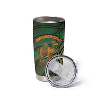 Mauritania Tumbler Cup with Green Tie Dye Camel and Crescent Moon Flag Design