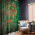 Mauritania Window Curtain with Green Tie Dye Camel and Crescent Moon Flag Design