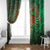 Mauritania Window Curtain with Green Tie Dye Camel and Crescent Moon Flag Design