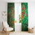 Mauritania Window Curtain with Green Tie Dye Camel and Crescent Moon Flag Design