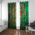Mauritania Window Curtain with Green Tie Dye Camel and Crescent Moon Flag Design
