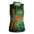 Mauritania Women Sleeveless Polo Shirt with Green Tie Dye Camel and Crescent Moon Flag Design