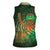 Mauritania Women Sleeveless Polo Shirt with Green Tie Dye Camel and Crescent Moon Flag Design