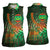 Mauritania Women Sleeveless Polo Shirt with Green Tie Dye Camel and Crescent Moon Flag Design