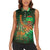 Mauritania Women Sleeveless Polo Shirt with Green Tie Dye Camel and Crescent Moon Flag Design