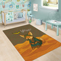 Mauritania Area Rug with Cute Fennec Fox and Arabic Calligraphy Desert Design