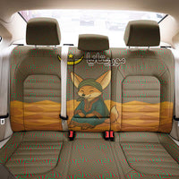 Mauritania Back Car Seat Cover with Cute Fennec Fox and Arabic Calligraphy Desert Design