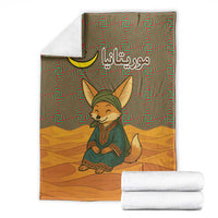 Mauritania Blanket with Cute Fennec Fox and Arabic Calligraphy Desert Design