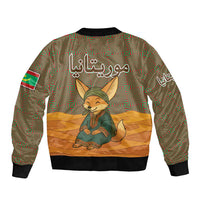 Mauritania Bomber Jacket with Cute Fennec Fox and Arabic Calligraphy Desert Design