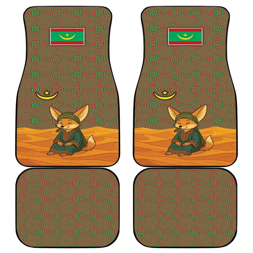 Mauritania Car Mats with Cute Fennec Fox and Arabic Calligraphy Desert Design
